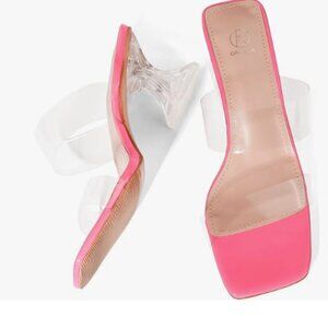 Oripalla - Womens Cleer Heel Sandals, size 10 US womens, color pink.